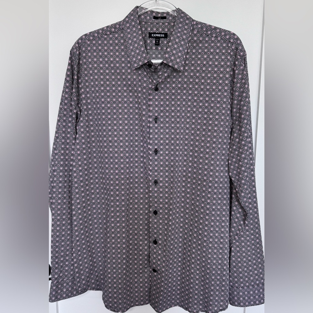 Express Black and White Patterned Shirt